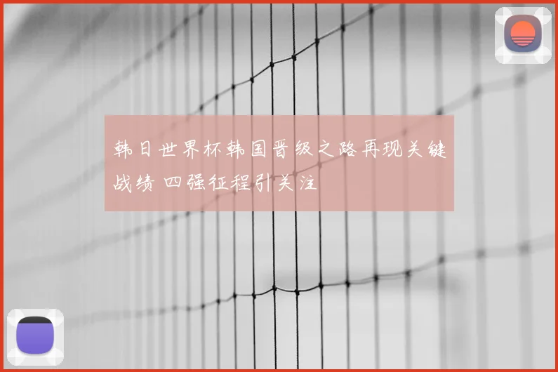 韩日世界杯韩国晋级之路再现关键战绩 四强征程引关注